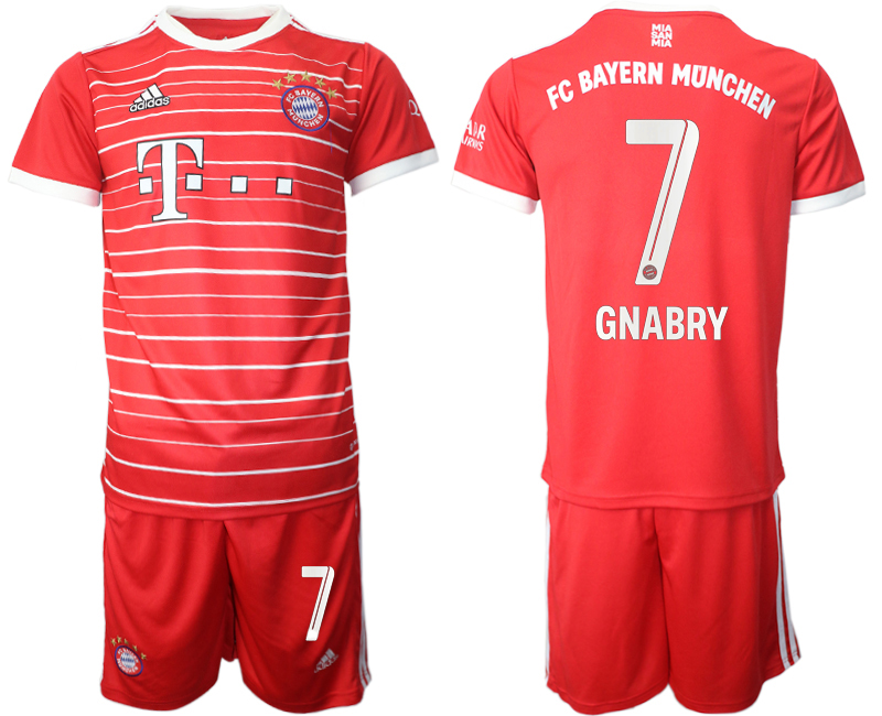 Men 2022-2023 Club Bayern Munich home Red #7 Adidas Soccer Jersey->bayern munich jersey->Soccer Club Jersey